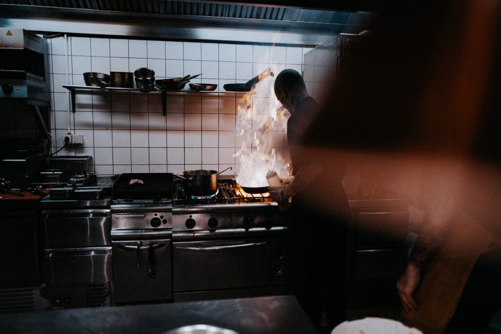 Catering equipment maintenance for gas appliances Catering equipment maintenance includes gas appliances. This image shows a blue (safe) flame and an orange (unsafe) flame.